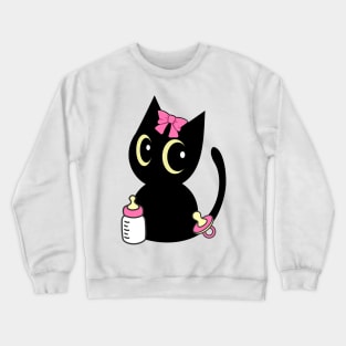 Cute black cat is a baby - girl Crewneck Sweatshirt